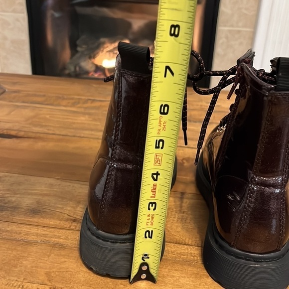 MADDEN Girl Combat Boots 4 metallic  ankle boots , small scuff mark R heel - Picture 5 of 8